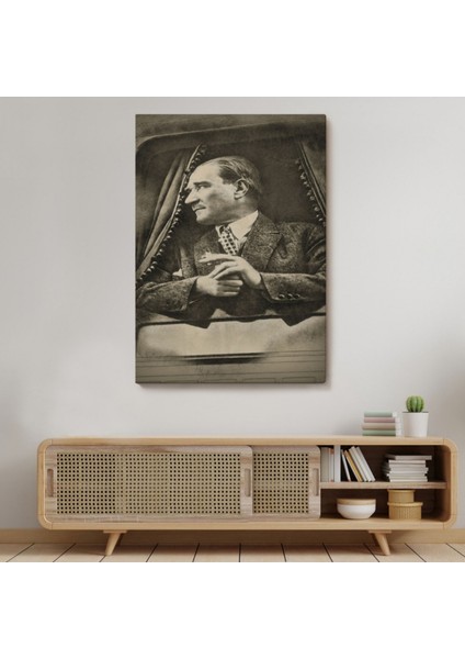 Mustafa Kemal Atatürk Portresi Karakalem Dekoratif Kanvas Tablo, Duvar Dekoru DE82 indirimleri