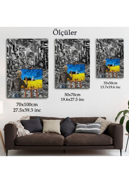 Ukraynalı Ressamın Hayalindeki Ukrayna Dekoratif Kanvas Tablo, Duvar Dekoru 6295 fırsatları