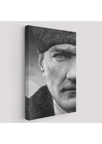 Ulu Önder Mustafa Kemal Atatürk Siyah Beyaz Dekoratif Kanvas Tablo, Duvar Dekoru 6303