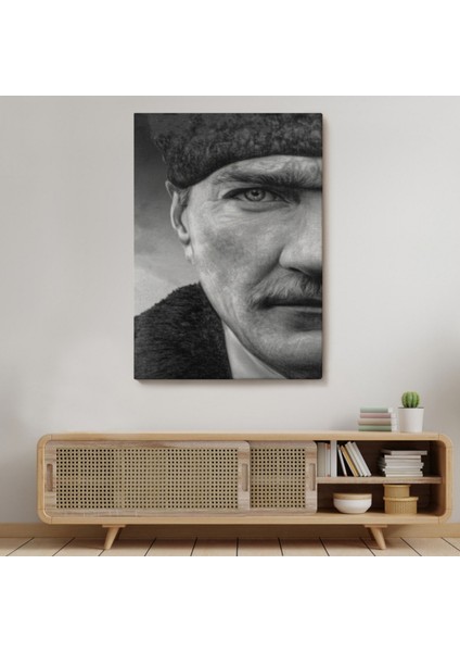 Ulu Önder Mustafa Kemal Atatürk Siyah Beyaz Dekoratif Kanvas Tablo, Duvar Dekoru 6303 modelleri