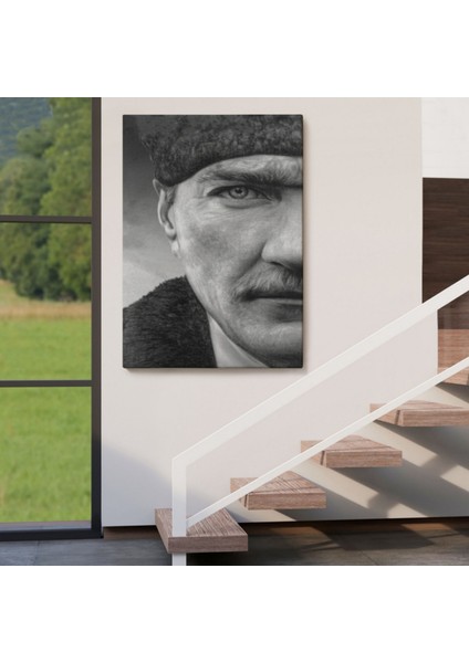 Ulu Önder Mustafa Kemal Atatürk Siyah Beyaz Dekoratif Kanvas Tablo, Duvar Dekoru 6303 indirimleri