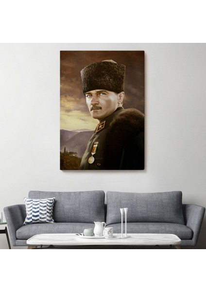Kalpağı ile Mustafa Kemal Atatürk Dekoratif Kanvas Tablo, Duvar Dekoru 6448 fiyatları