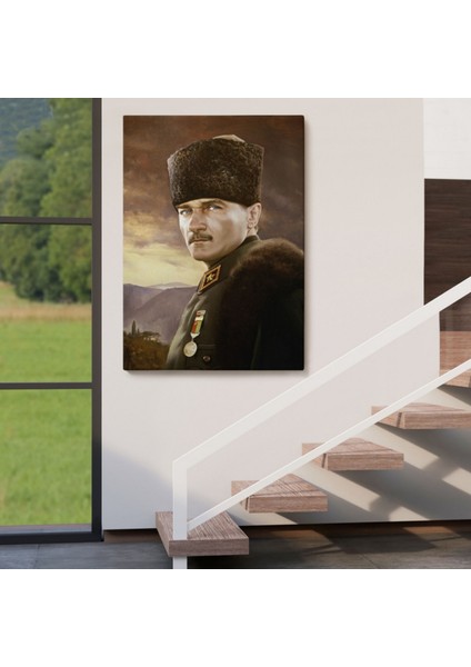 Kalpağı ile Mustafa Kemal Atatürk Dekoratif Kanvas Tablo, Duvar Dekoru 6448 fırsatları