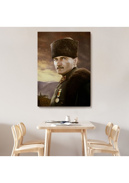 Kalpağı ile Mustafa Kemal Atatürk Dekoratif Kanvas Tablo, Duvar Dekoru 6448 indirimleri