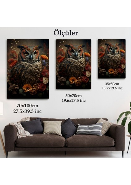 Baykuş Hayvan Temalı Dekoratif Kanvas Tablo, Duvar Dekoru 6485 modelleri