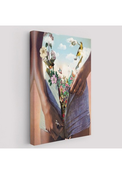 Kadının Içinde Çiçek Bahçesi Dekoratif Kanvas Tablo, Duvar Dekoru 6152