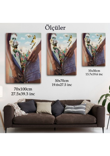 Kadının Içinde Çiçek Bahçesi Dekoratif Kanvas Tablo, Duvar Dekoru 6152 fırsatları