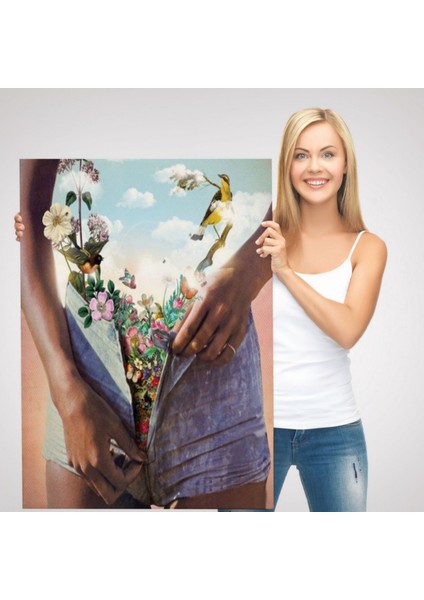 Kadının Içinde Çiçek Bahçesi Dekoratif Kanvas Tablo, Duvar Dekoru 6152
