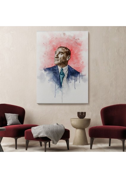 Mustafa Kemal Atatürk Portresi Suluboya Görünüm Dekoratif Kanvas Tablo, Duvar Dekoru DB79 fiyatları