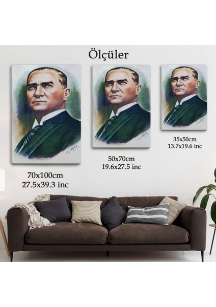 Mustafa Kemal Atatürk Portresi Dekoratif Kanvas Tablo, Duvar Dekoru CR68 modelleri