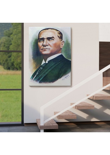 Mustafa Kemal Atatürk Portresi Dekoratif Kanvas Tablo, Duvar Dekoru CR68 fırsatları