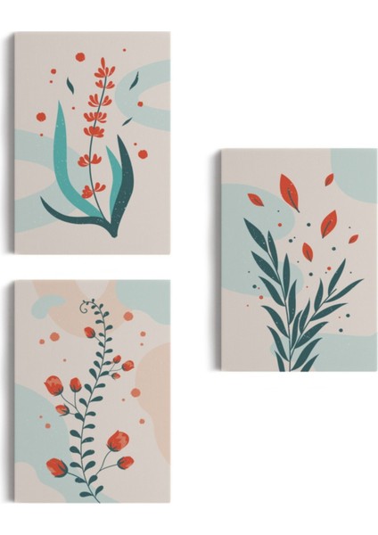 Modern Sanat Temalı 3'lü Set Dekoratif Kanvas Tablo, Duvar Dekoru Aü22