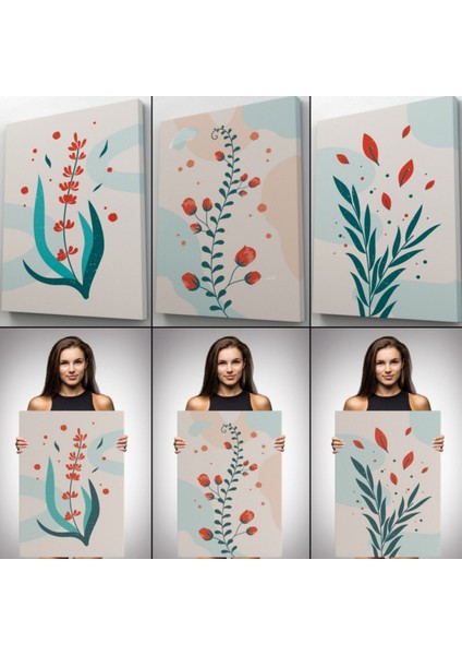 Modern Sanat Temalı 3'lü Set Dekoratif Kanvas Tablo, Duvar Dekoru Aü22 indirimleri