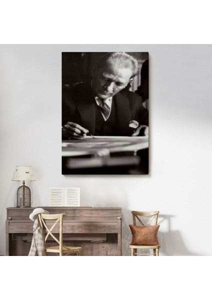 Mustafa Kemal Atatürk Portresi Dekoratif Kanvas Tablo, Duvar Dekoru FB126 indirimleri