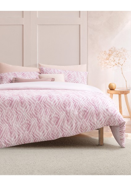 Darcia King Size %100 Pamuk Ranforce Baskılı Nevresim Takımı - Pudra