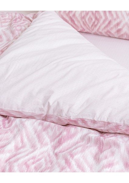 Darcia King Size %100 Pamuk Ranforce Baskılı Nevresim Takımı - Pudra