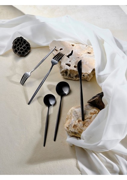 Şık Siyah 30 Parça 6 Kişilik Çatal Kaşık Bıçak Takımı fiyatları