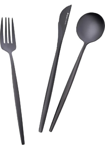 Şık Siyah 30 Parça 6 Kişilik Çatal Kaşık Bıçak Takımı