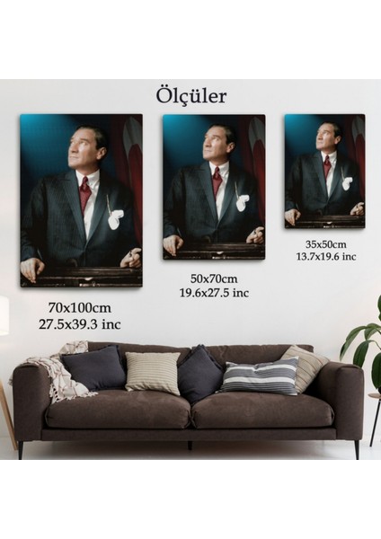 Mustafa Kemal Atatürk Portresi Dekoratif Kanvas Tablo, Duvar Dekoru CO64 modelleri