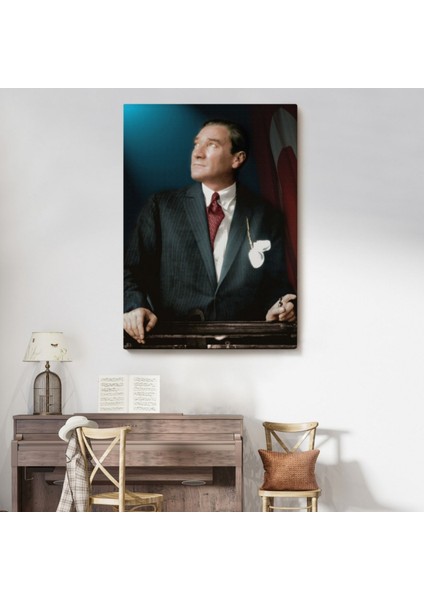 Mustafa Kemal Atatürk Portresi Dekoratif Kanvas Tablo, Duvar Dekoru CO64 indirimleri