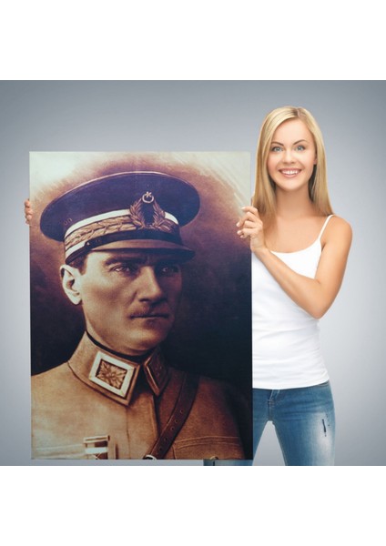 Mustafa Kemal Atatürk Portresi Dekoratif Kanvas Tablo, Duvar Dekoru Cö66