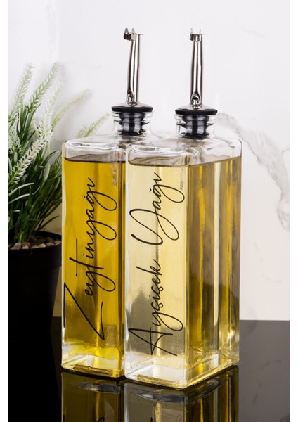 Ikili 500 ml Cam Yağdanlık Gümüş Kapaklı, Sosluk ve Sirkelik Seti modelleri