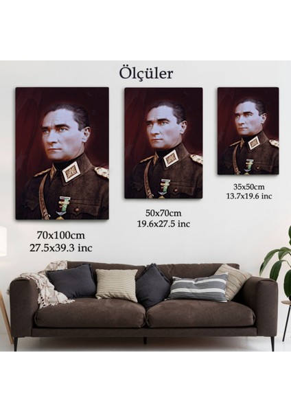 Mustafa Kemal Atatürk Portresi Dekoratif Kanvas Tablo, Duvar Dekoru CP67 modelleri