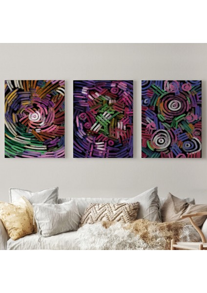 Soyut Sürreal Şekiller Temalı 3'lü Set Dekoratif Kanvas Tablo, Duvar Dekoru EŞ118 fiyatları