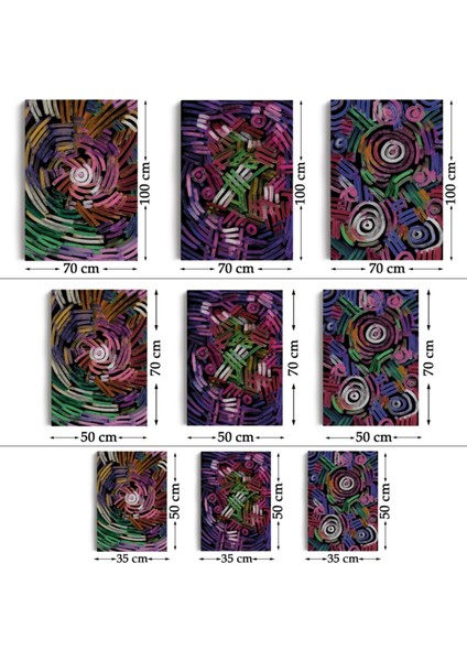 Soyut Sürreal Şekiller Temalı 3'lü Set Dekoratif Kanvas Tablo, Duvar Dekoru EŞ118 modelleri