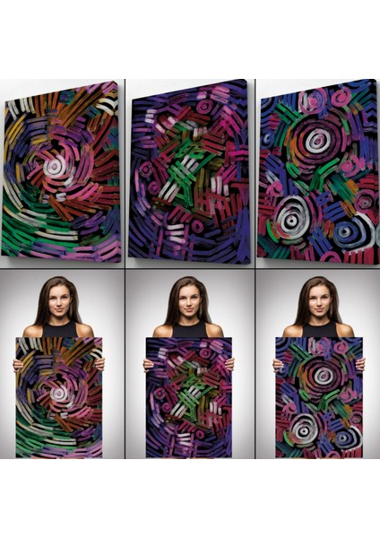 Soyut Sürreal Şekiller Temalı 3'lü Set Dekoratif Kanvas Tablo, Duvar Dekoru EŞ118 indirimleri