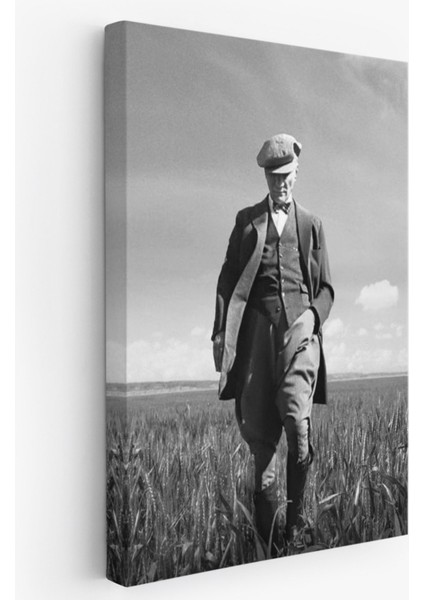 Mustafa Kemal Atatürk Başak Tarlasında Fotoğrafik Dekoratif Kanvas Tablo, Duvar Dekoru FC127