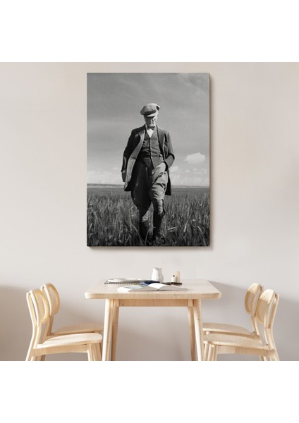 Mustafa Kemal Atatürk Başak Tarlasında Fotoğrafik Dekoratif Kanvas Tablo, Duvar Dekoru FC127 modelleri