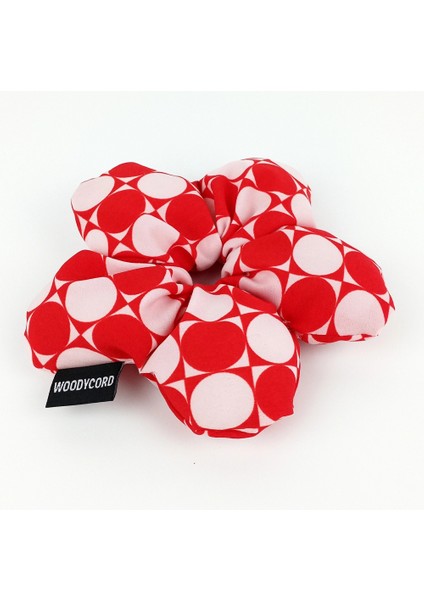 El Yapımı Kırmızı Beyaz Puantiyeli Pofuduk Scrunchie Toka - Eğlenceli ve Hacimli modelleri