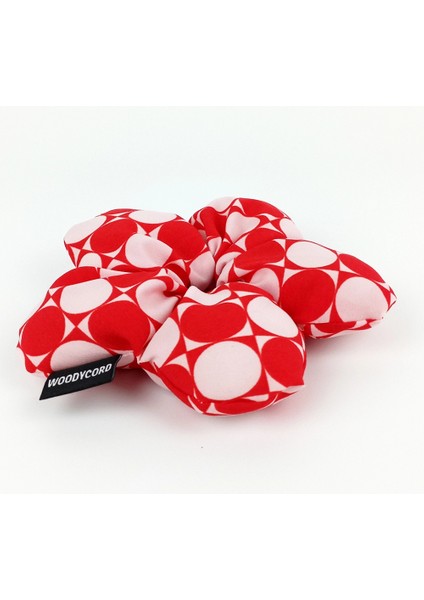 El Yapımı Kırmızı Beyaz Puantiyeli Pofuduk Scrunchie Toka - Eğlenceli ve Hacimli fırsatları