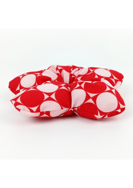 El Yapımı Kırmızı Beyaz Puantiyeli Pofuduk Scrunchie Toka - Eğlenceli ve Hacimli indirimleri