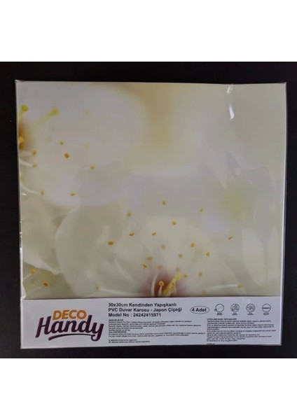 Decohandy 30X30 cm Pvc Duvar Karosu 4'lü Paket - Japon Çiçeği fiyatları