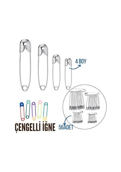 Çengelli Iğne 4 Boy 56 Adet