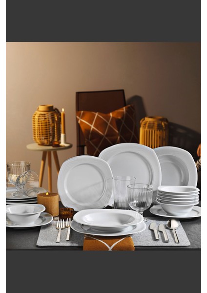 Beyaz 24 Parça 6 Kişilik Yemek Takımı, Şık ve Kullanışlı Sofralar Için Ideal fiyatları