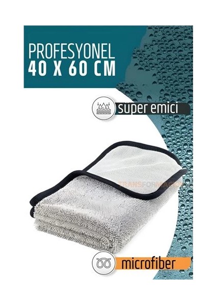 Çift Yüzeyli Profesyonel Microfiber Havlu - Süper Emici Temizlik Bezi 40 x 60 cm