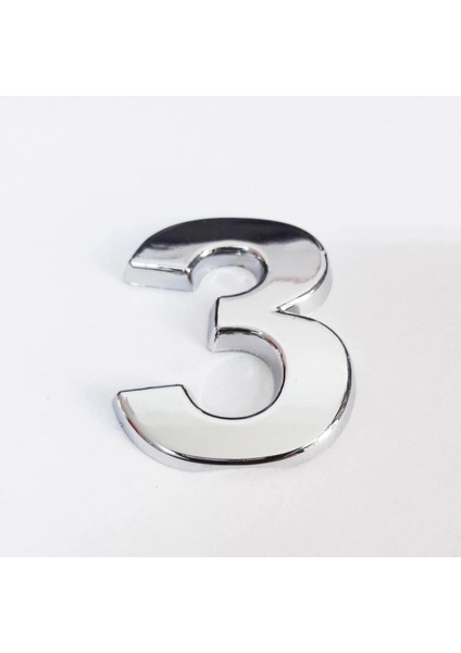 Cemax 3 Rakamı 3,75 cm Krom Yapışkanlı
