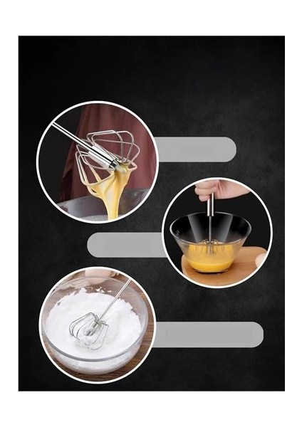Dönerli Çırpıcı 304 Paslanmaz Çelik Yumurta Çırpıcı
