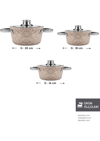 Kahverengi 6'lı Midi Tencere Seti, Dayanıklı ve Şık Mutfak Gereçleri fiyatları