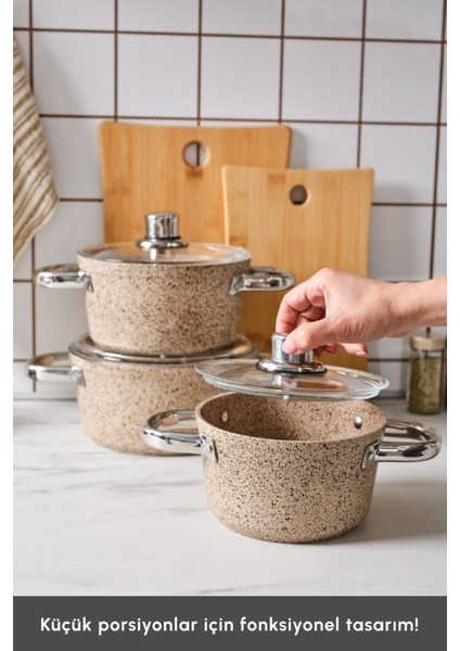 Kahverengi 6'lı Midi Tencere Seti, Dayanıklı ve Şık Mutfak Gereçleri fırsatları