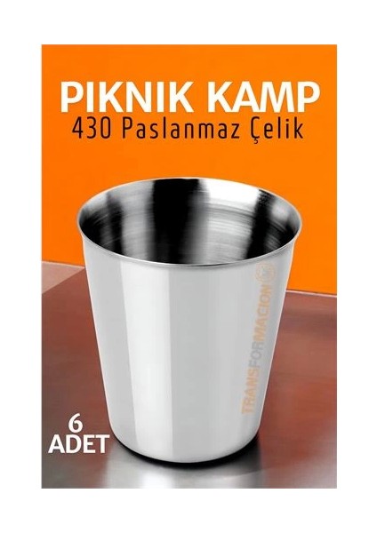 Bfs Paslanmaz Çelik Bardak Seti Kamp Piknik Bardağı 6 Adet