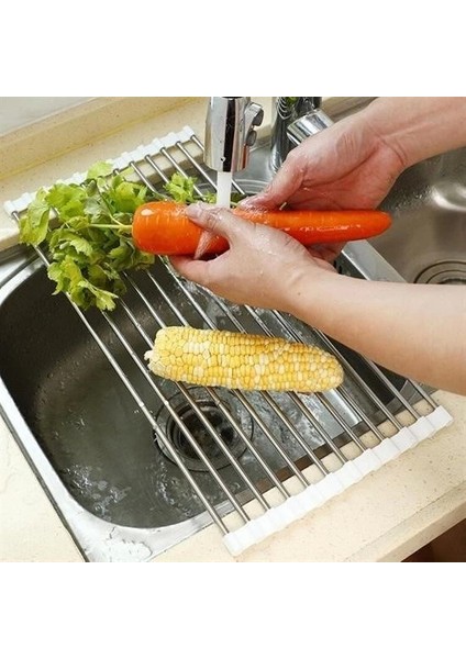 Bfs Evye Üstü Katlanır Nihale Paslanmaz Çelik Pratik Sebze Meyve Bulaşık Kurutma Süzgeci
