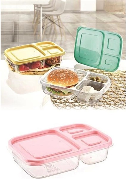 Bfs 3 Bölmeli Sefer Tası Pratik Kolay Gıda Diyet Saklama Erzak Kabı