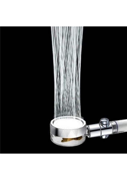 Turbo Pervaneli ve Filtreli Su Tasarruflu 360 Derece Dönebilen Tazyikli Duş Başlığı