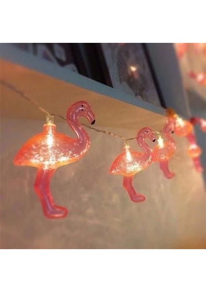 Bfs 10LU Pilli LED Flamingo Dekoratif Işık Zinciri Aydınlatma 1,5 mt