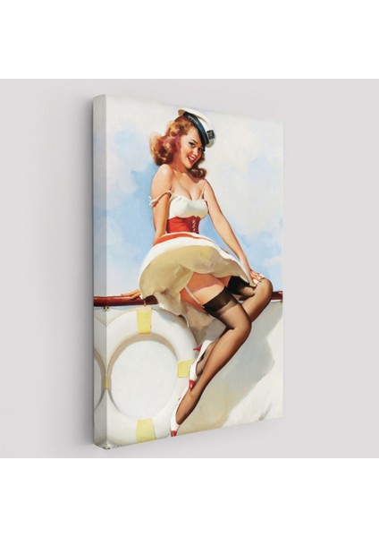 Denizci Sexy Kadın Dekoratif Kanvas Tablo, Duvar Dekoru 6432