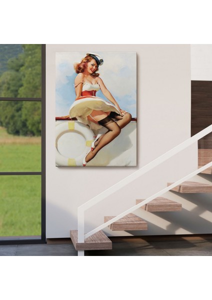 Denizci Sexy Kadın Dekoratif Kanvas Tablo, Duvar Dekoru 6432 fırsatları